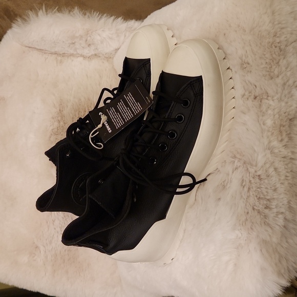 Converse Shoes - NWT Black Leather High Top Converse Sneakers-Size 10​​​​​​​